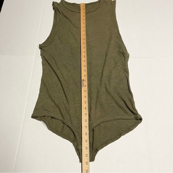 Free People Intimately All The Time Linen Green Bodysuit Womens Large Sleeveless - Picture 9 of 10